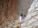Climbing down the 12 ft pouroff