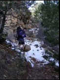 Mike Hiking through the snow on top of Tanner Trail