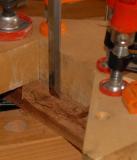 Chopping the mortise.
